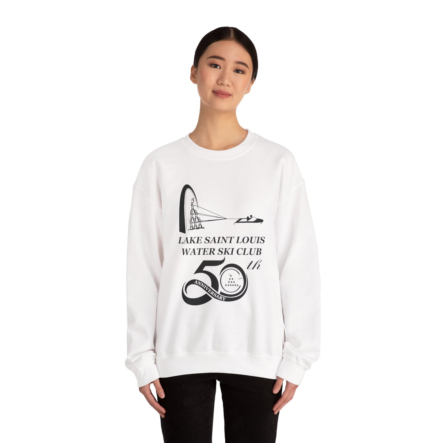 50th Anniversary Lake Saint Louis Ski Club Large Logo Crewneck Sweatshirt - Unisex Heavy Blend