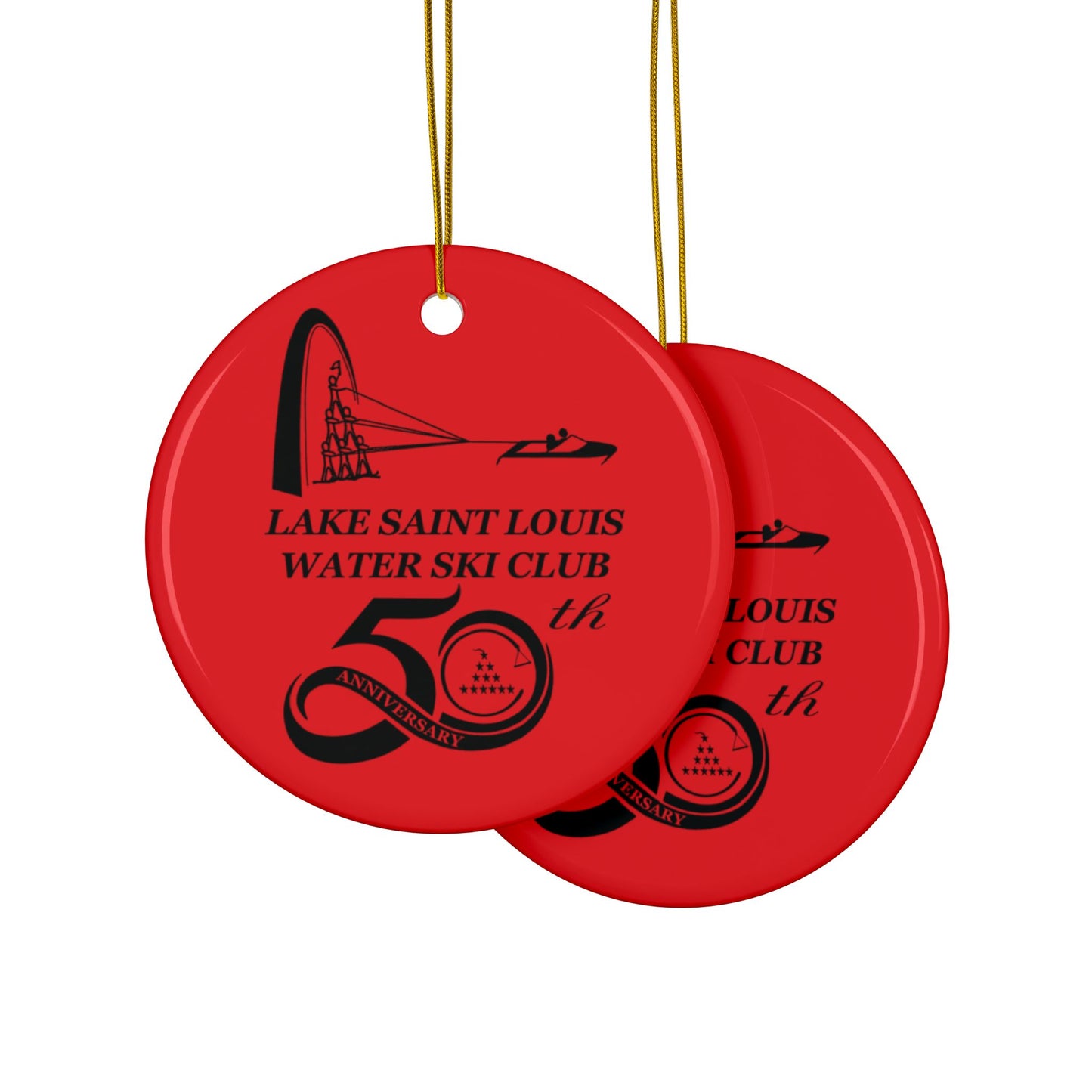50th Anniversary Lake Saint Louis Ski Club Customized Water Ski Club Ornaments - 2-Sided Ceramic, Perfect Holiday Decorations