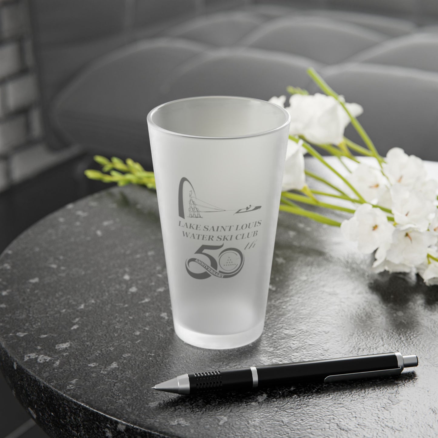 50th Anniversary Lake Saint Louis Ski Cup Frosted Pint Glass