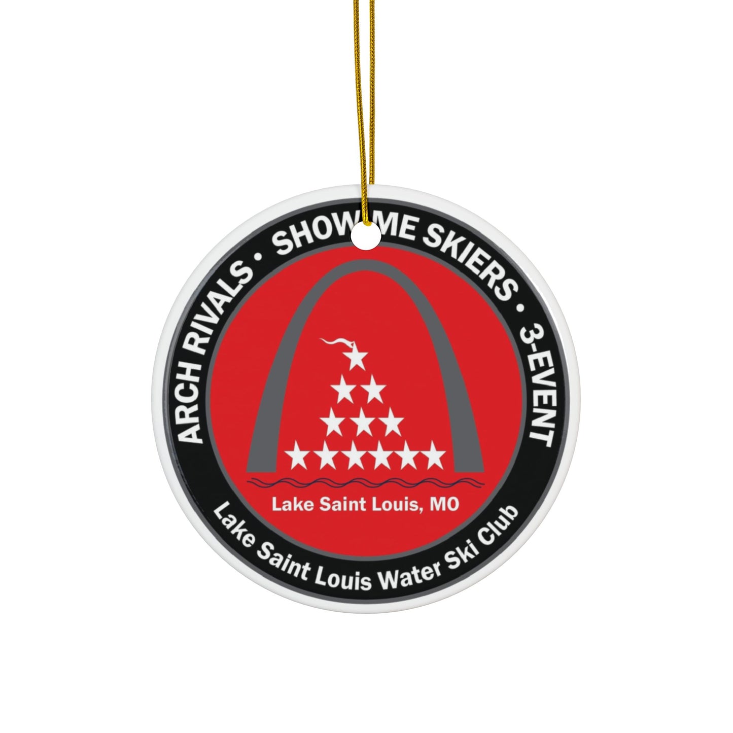 Lake Saint Louis Ski Team Customized Water Ski Club Ornaments - 2-Sided Ceramic, Perfect Holiday Decorations