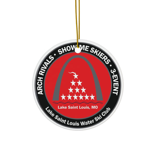 Lake Saint Louis Ski Team Customized Water Ski Club Ornaments - 2-Sided Ceramic, Perfect Holiday Decorations