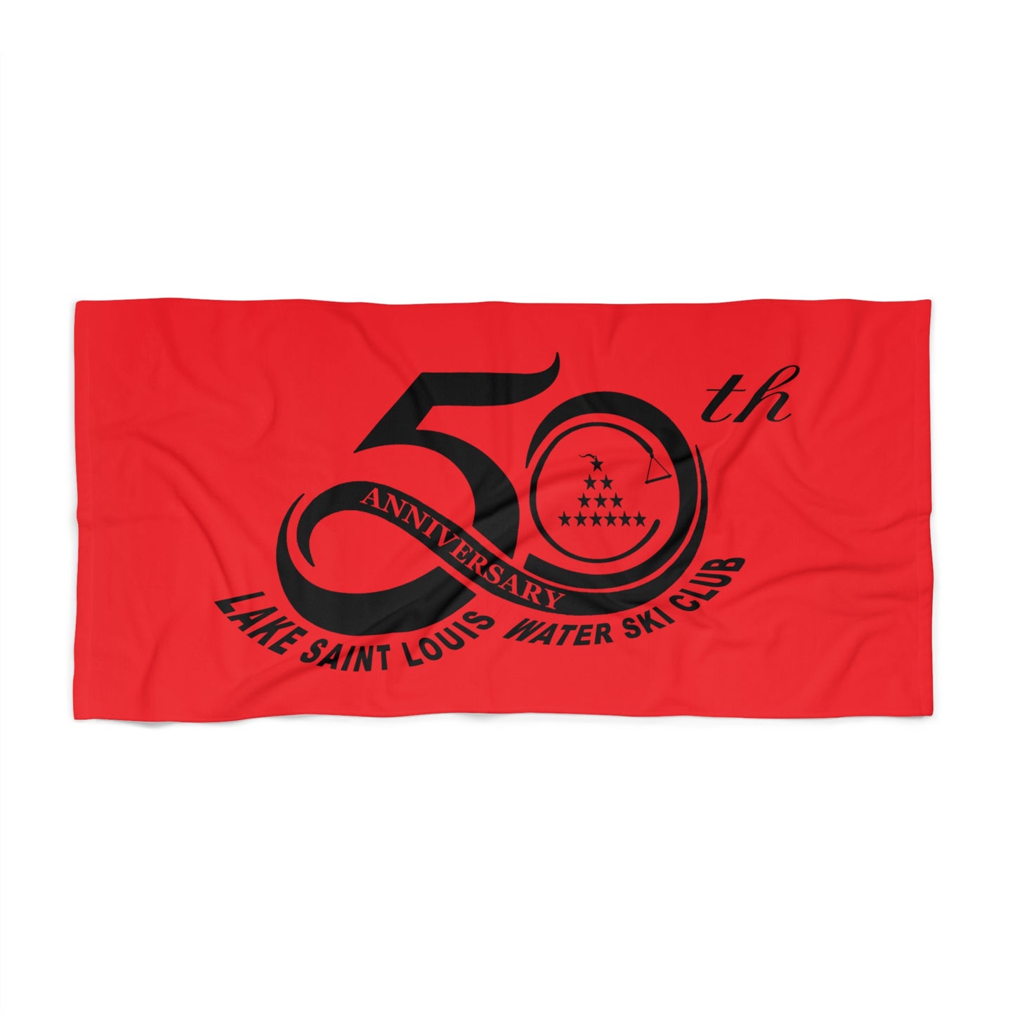 50th Anniversary Lake Saint Louis Water Ski Club Beach Towel | Perfect for Summer Celebrations and Water Sports Lovers