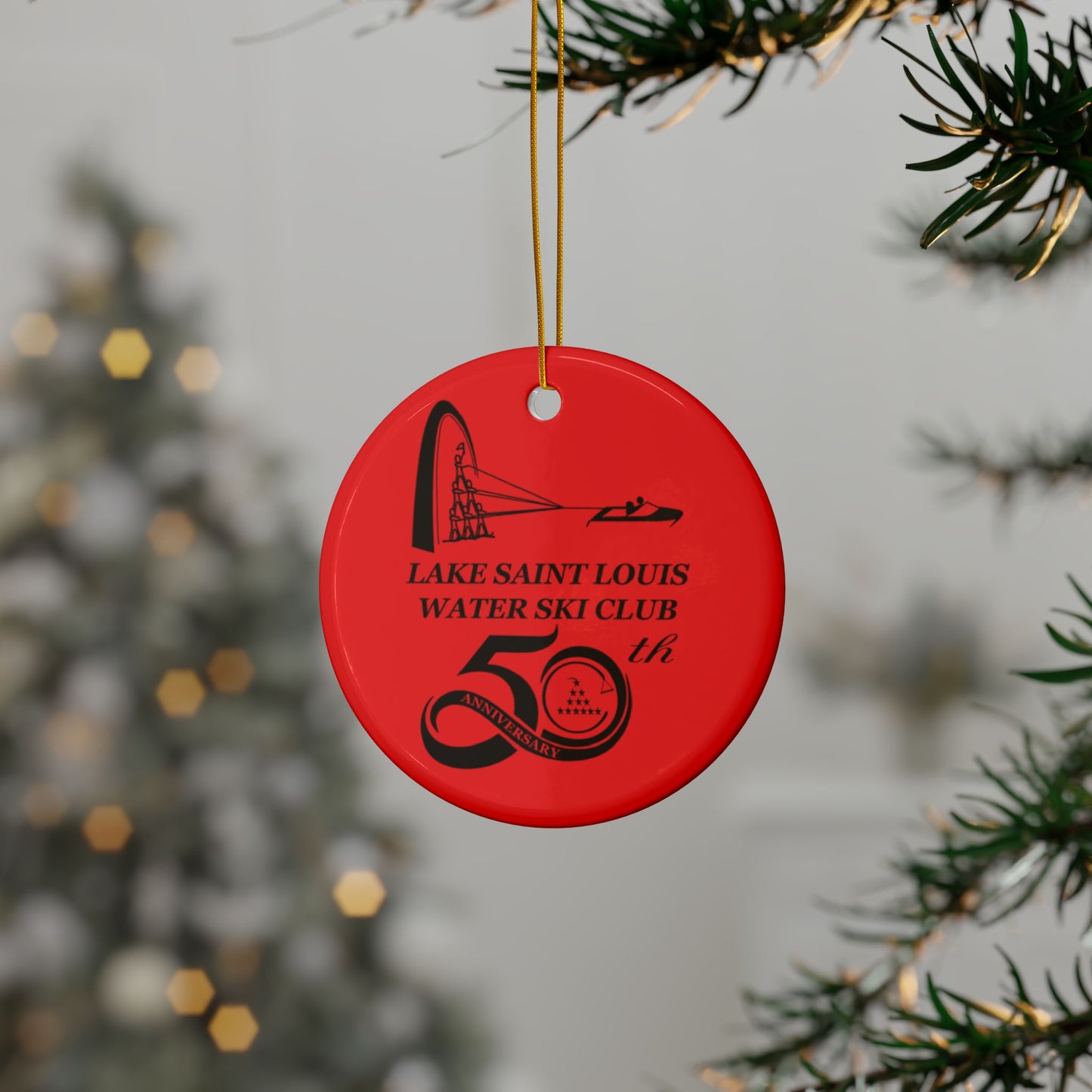 50th Anniversary Lake Saint Louis Ski Club Customized Water Ski Club Ornaments - 2-Sided Ceramic, Perfect Holiday Decorations